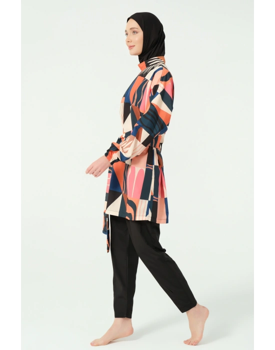 Desenli Oversize Tesettür Mayo