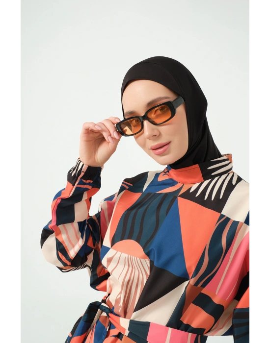 Desenli Oversize Tesettür Mayo