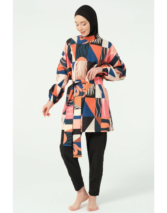 Desenli Oversize Tesettür Mayo