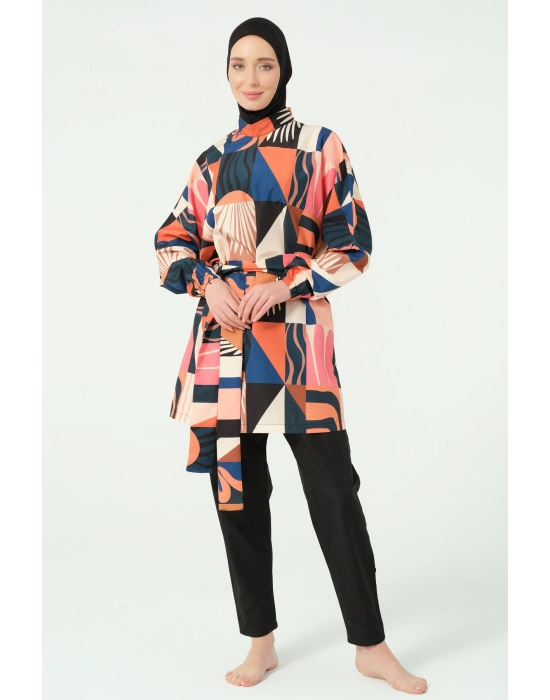 Desenli Oversize Tesettür Mayo