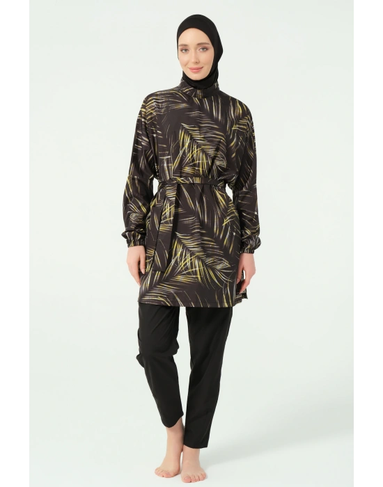 Yaprak Desenli Oversize Tesettür Mayo