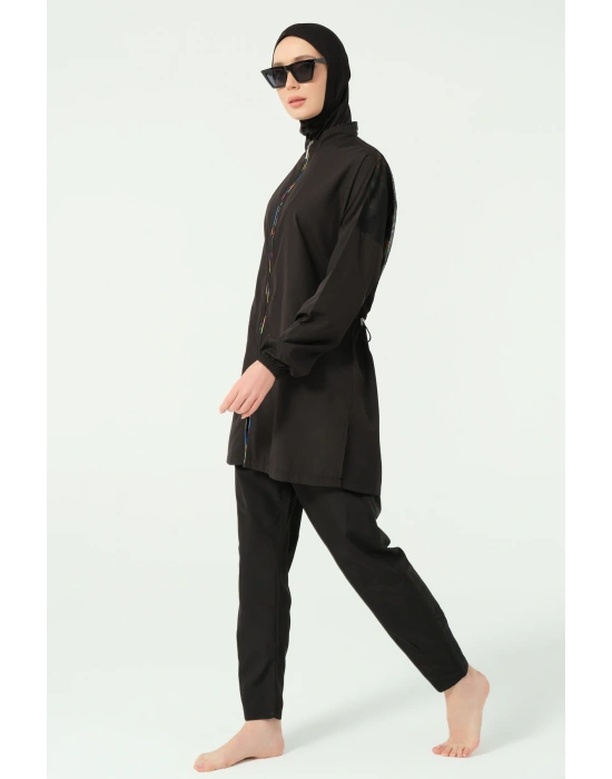 Arkası File Detaylı Tesettür Mayo