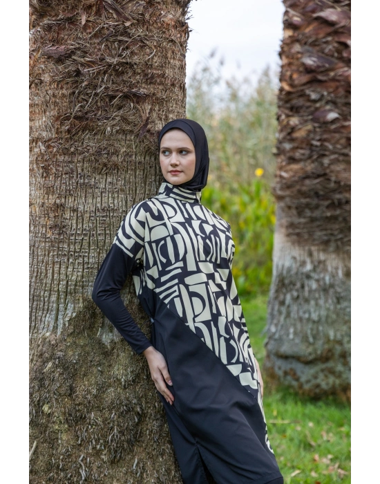 Modern Desenli Rahat Tesettür Mayo