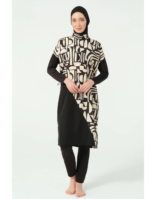 Modern Desenli Rahat Tesettür Mayo