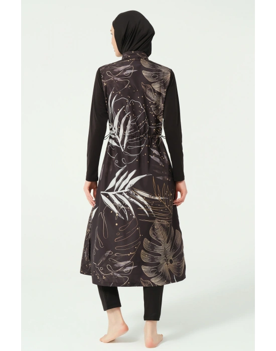 Gold Desenli Uzun Tesettür Mayo