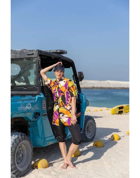 Marisa Desenli Yarım Kol Yarı Kapalı Mayo