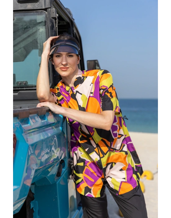 Marisa Desenli Yarım Kol Yarı Kapalı Mayo