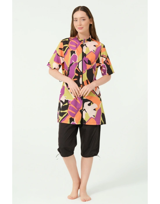 Marisa Desenli Yarım Kol Yarı Kapalı Mayo