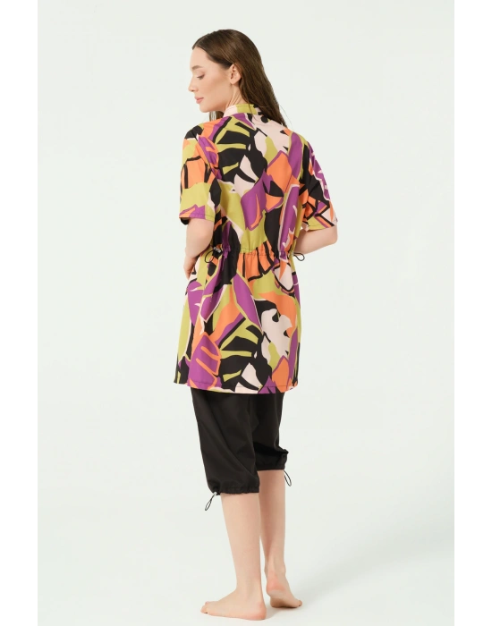 Marisa Desenli Yarım Kol Yarı Kapalı Mayo