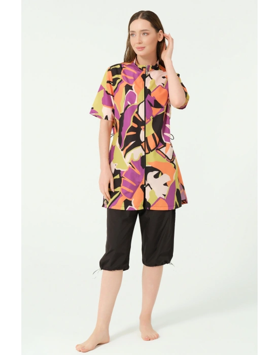 Marisa Desenli Yarım Kol Yarı Kapalı Mayo