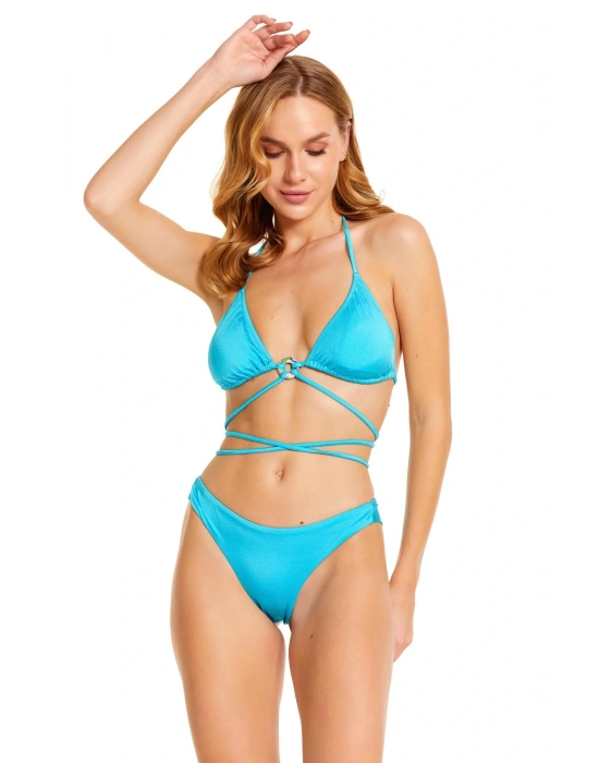 Mavi Brazillian Üçgen Bikini Takımı