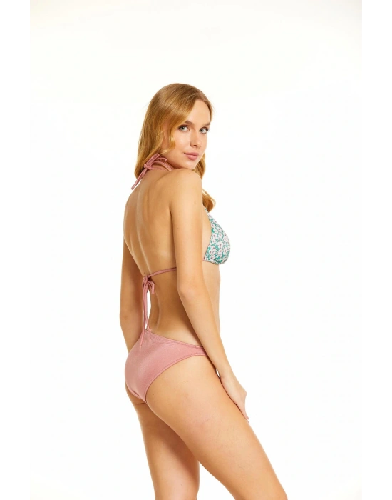 Çiçek Desen Üçgen Bikini Takımı