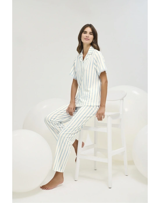 16398 KADIN DÜĞMELİ PİJAMA TAKIM