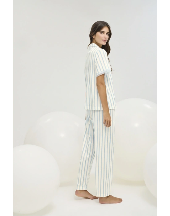 16398 KADIN DÜĞMELİ PİJAMA TAKIM