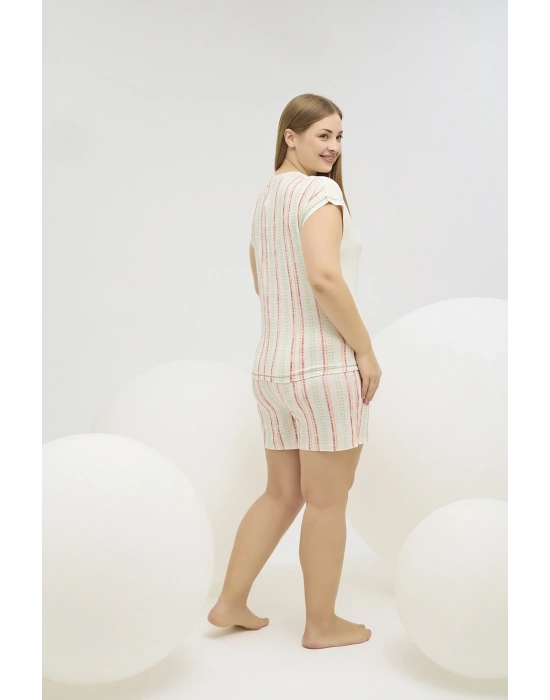 16632 KADIN BASKILI BIG SIZE ŞORT TAKIM