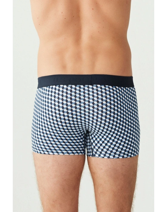 Erkek 3lü İndigo - Lacivert - İndigo Likralı Pamuklu Boxer