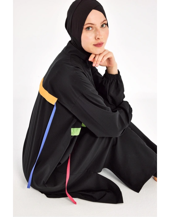 Siyah Kadın Elzada Uzun Kollu Tesettür Mayo