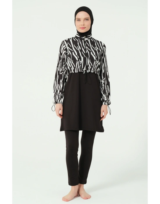 Desenli Crop Tesettür Mayo