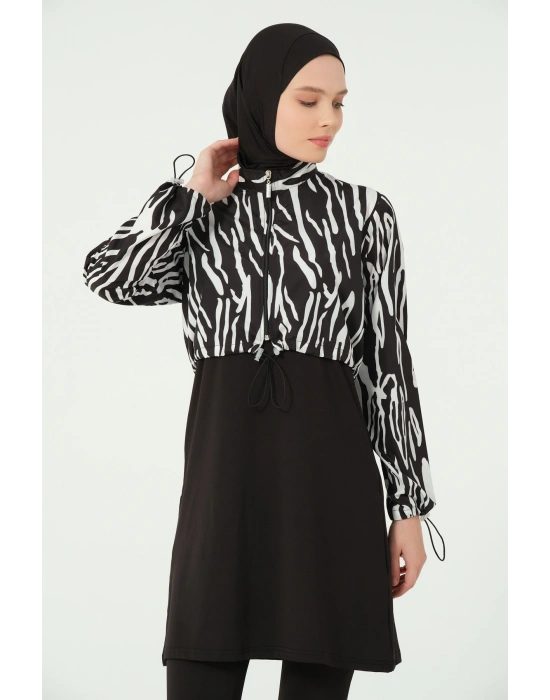 Desenli Crop Tesettür Mayo