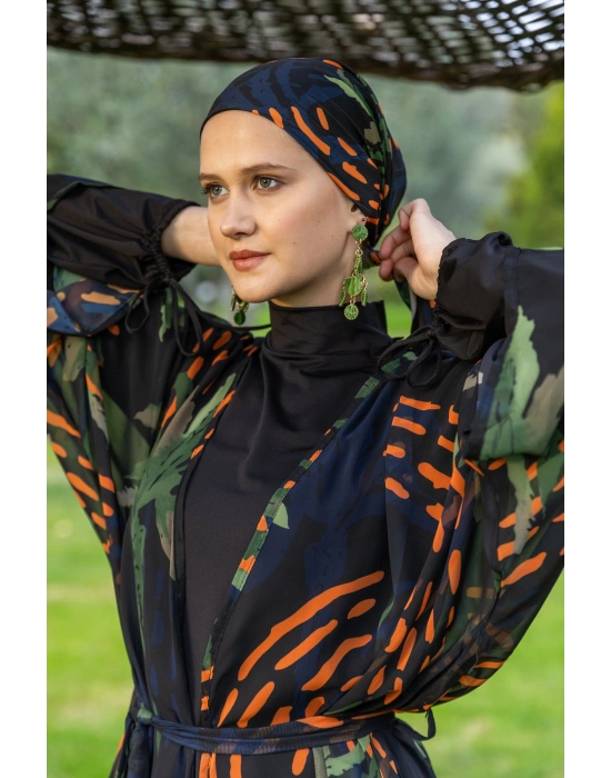 Palmiye Desenli Tesettür Mayo