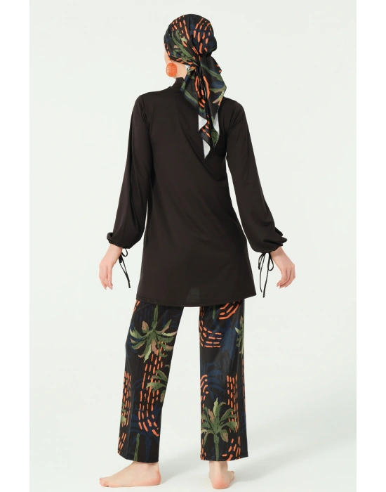 Palmiye Desenli Tesettür Mayo