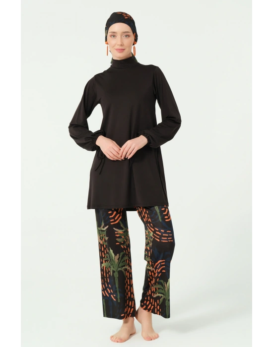 Palmiye Desenli Tesettür Mayo