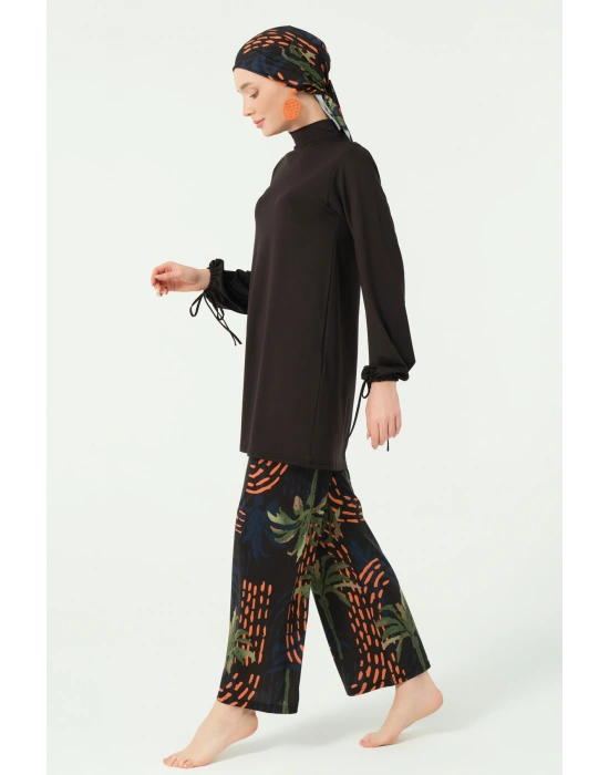 Palmiye Desenli Tesettür Mayo