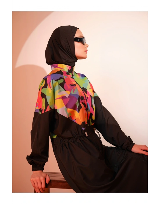 Çok Renkli Oversize Uzun Tesettür Mayo