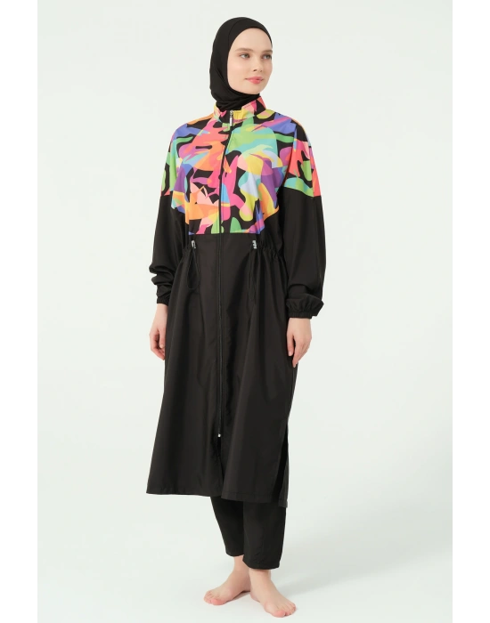 Çok Renkli Oversize Uzun Tesettür Mayo