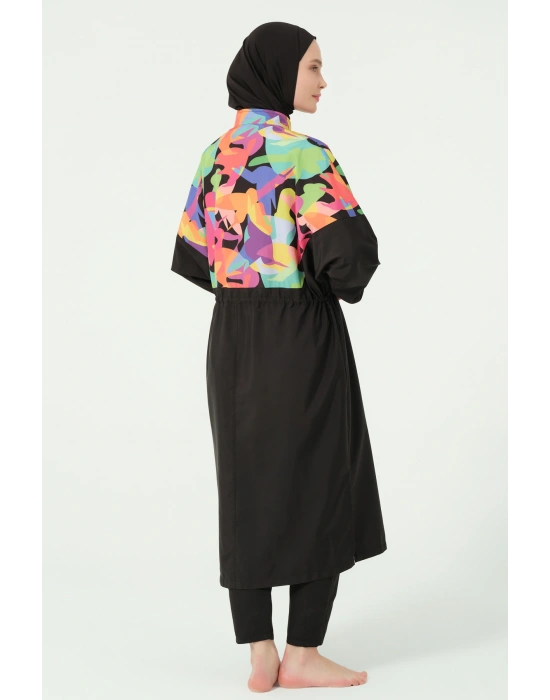 Çok Renkli Oversize Uzun Tesettür Mayo
