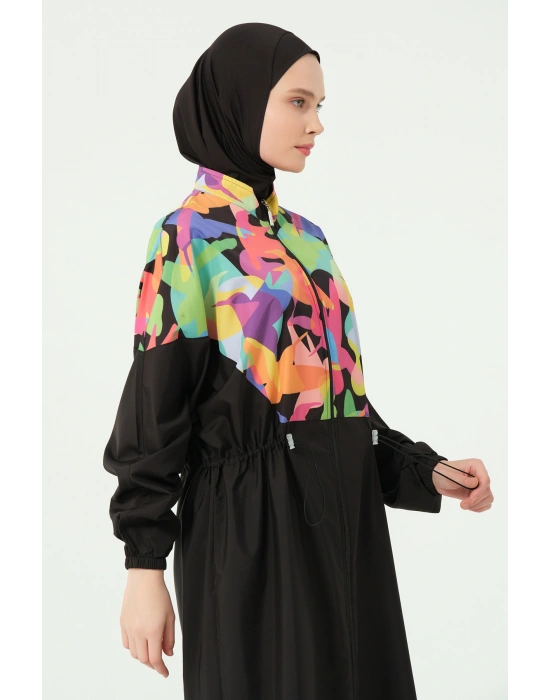 Çok Renkli Oversize Uzun Tesettür Mayo