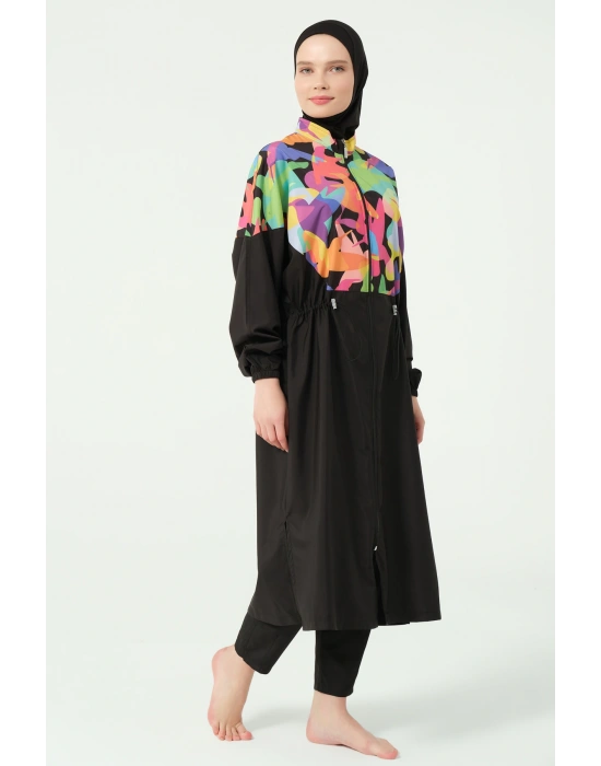 Çok Renkli Oversize Uzun Tesettür Mayo