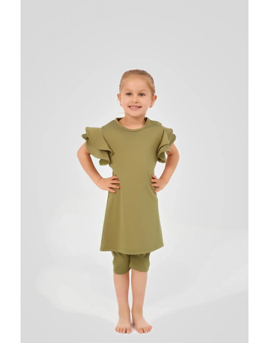 Kolları Volan Detaylı Yarım Kol Çocuk Mayo