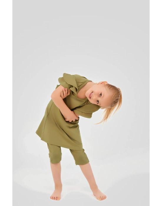 Kolları Volan Detaylı Yarım Kol Çocuk Mayo