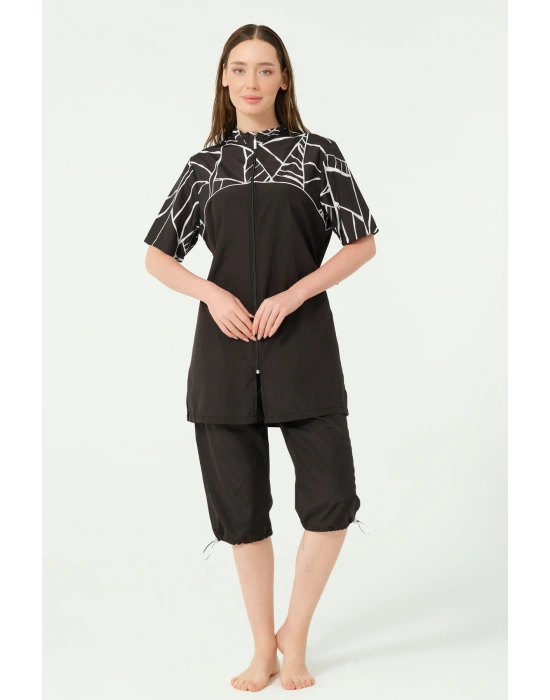 Solira Şapkalı Yarım Kol Yarı Kapalı Mayo