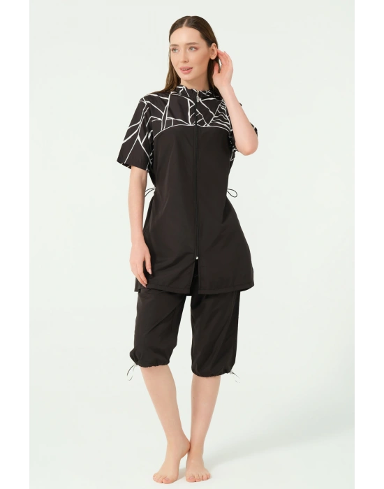 Solira Şapkalı Yarım Kol Yarı Kapalı Mayo