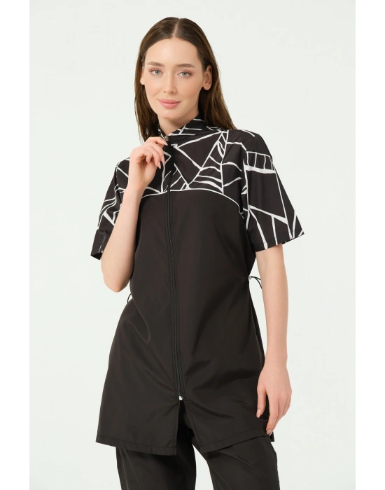 Solira Şapkalı Yarım Kol Yarı Kapalı Mayo