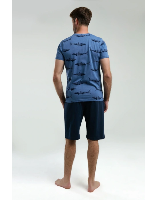 Erkek Mavi Bermuda Takım