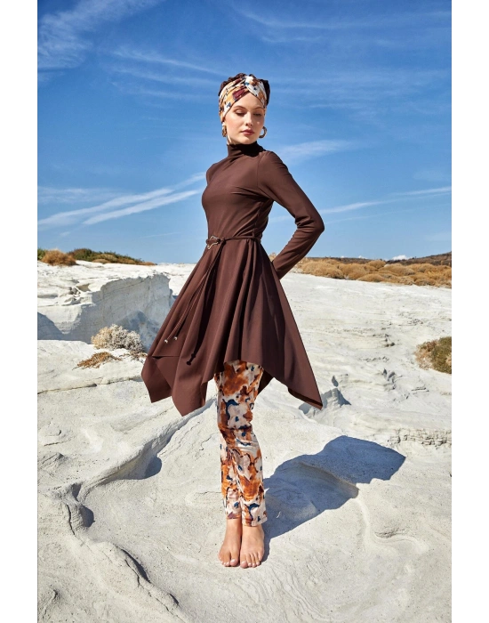 Kadın Sarah Uzun Kollu Tam Kapalı Tesettür Mayo 1122 Kahverengi