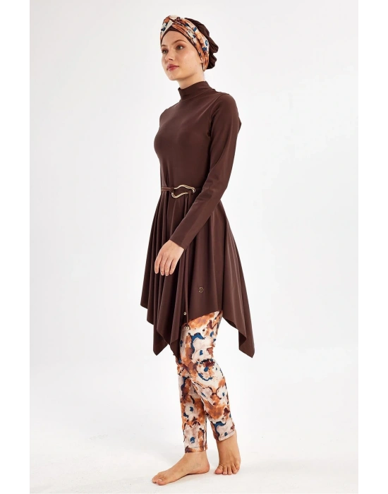 Kadın Sarah Uzun Kollu Tam Kapalı Tesettür Mayo 1122 Kahverengi