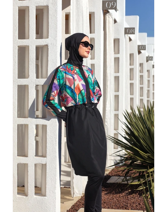 Sherry Uzun Kollu Tam Kapalı Tesettür Mayo 1411-25 - Siyah