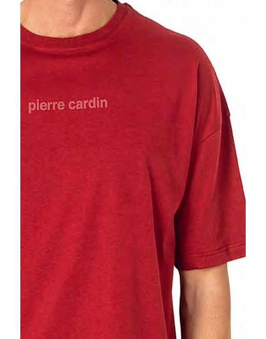 6086 Erkek Kısa Kollu Bisiklet Yaka Oversize Pijama Takım-Bordo