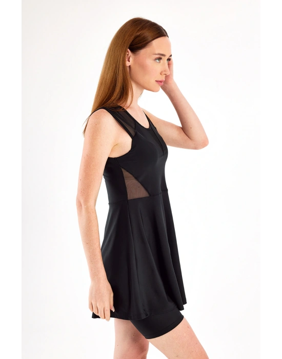 Sıfır Kol Şortlu Yarı Kapalı Mayo 1615 Siyah02