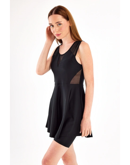 Sıfır Kol Şortlu Yarı Kapalı Mayo 1615 Siyah02