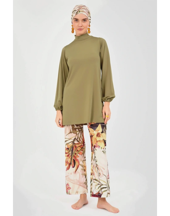 Natural Desenli Tesettür Mayo