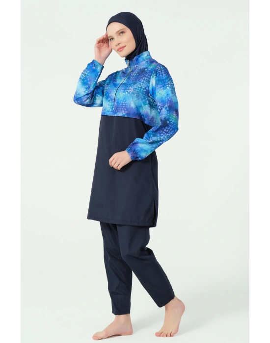 Crop Görünümlü Şapkalı Tesettür Mayo