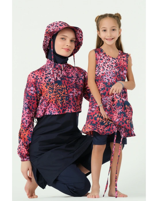 Mercan Şapkalı Sıfır Kol Çocuk Mayo