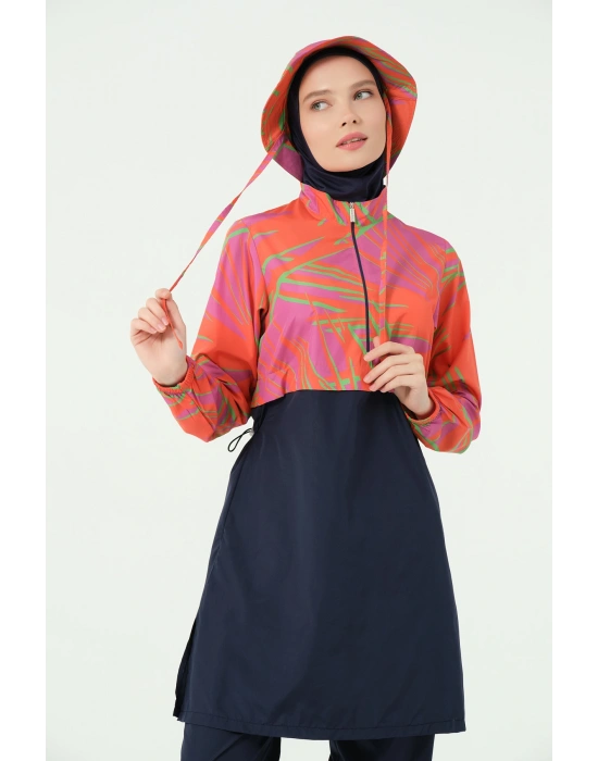 Crop Görünümlü Şapkalı Tesettür Mayo