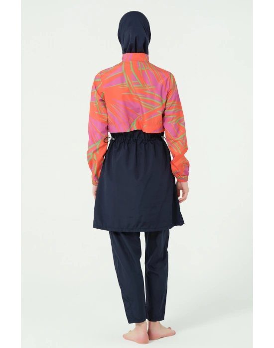 Crop Görünümlü Şapkalı Tesettür Mayo