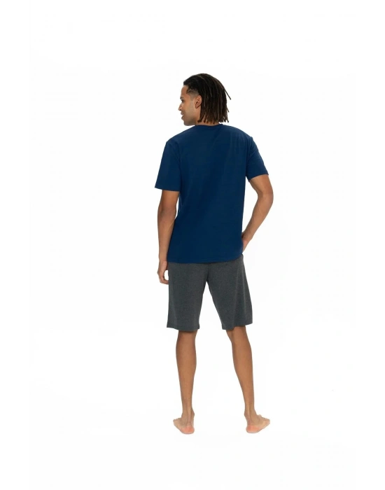 U.S. Polo Assn. Erkek Yuvarlak Yaka Düz Pijama Şort Takım